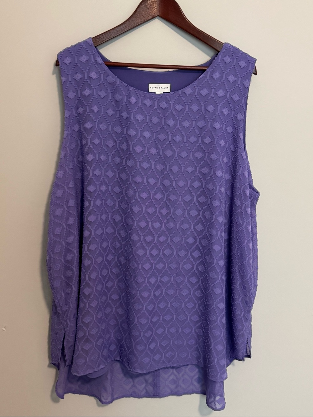 Susan Graver Women’s Sleeveless Purple Tank Top Blouse 3X Church Office Summer